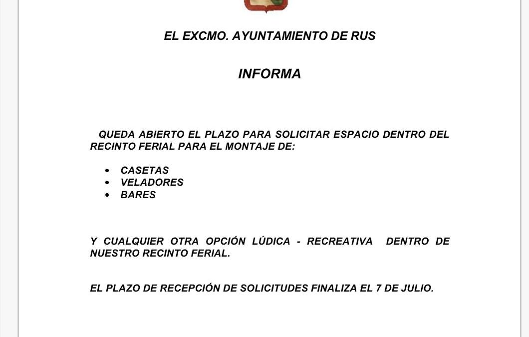 Abierto el Plazo para solicitud de espacio en recinto ferial