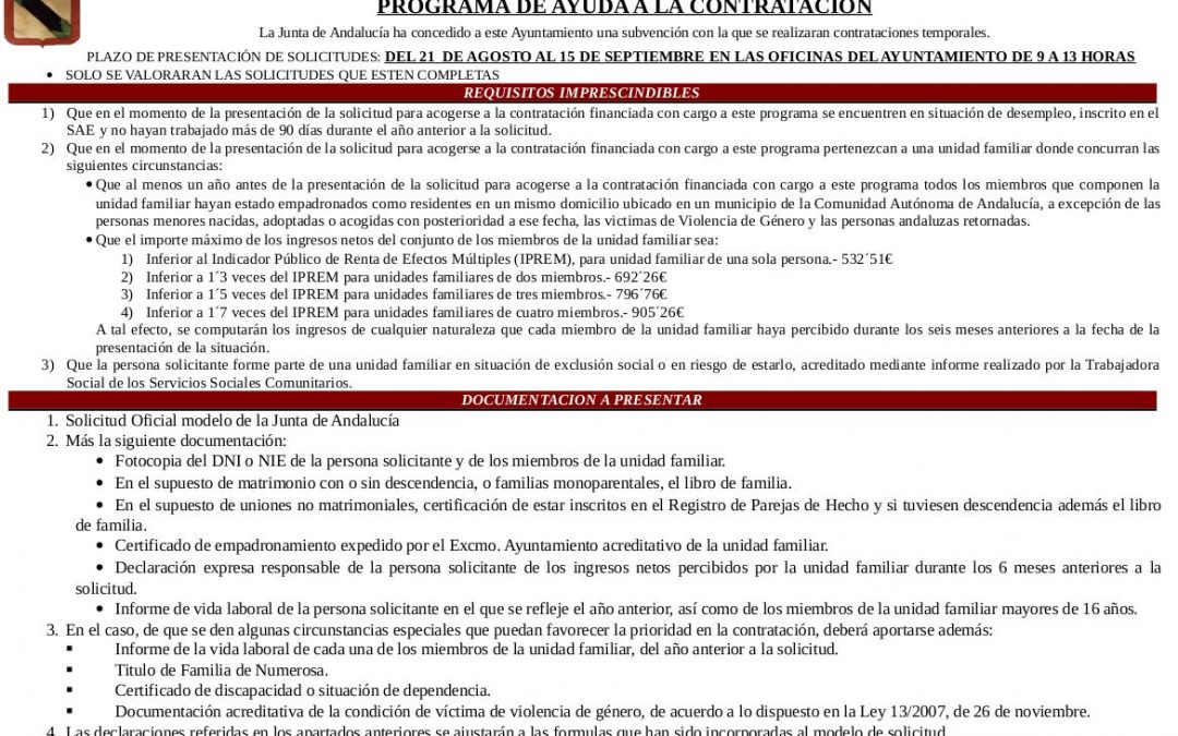 Programa de Ayuda a la Contratación de Empleo