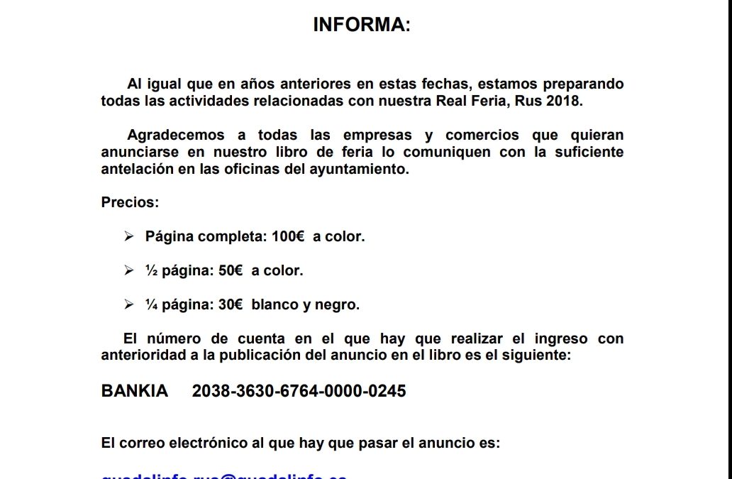 Anunciarse en Libro de Feria 2018