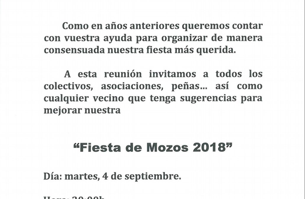 Reunión Fiesta de Mozos 2018