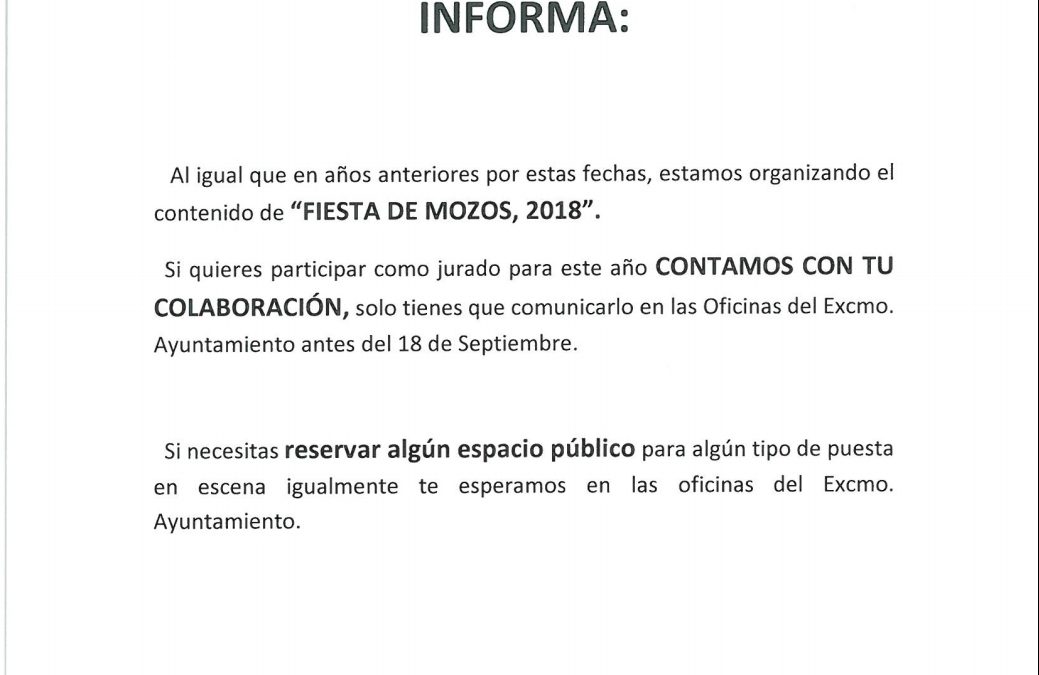 Fiesta de Mozos – Contamos con tu Colaboración