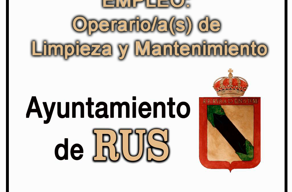 PLAN DE EMPLEO MUNICIPAL: Operario/a(s) de Limpieza y Mantenimiento como Personal Laboral de Duración Determinada